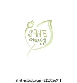 guardar el logotipo de energía dibujado a mano diseño de hoja eco
