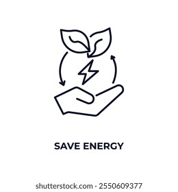 save energy outline icon. Linear vector from ecology concept. Thin line save energy icon isolated on white background