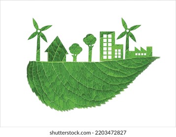 Save energy. Save planet design with leaf, trees.
