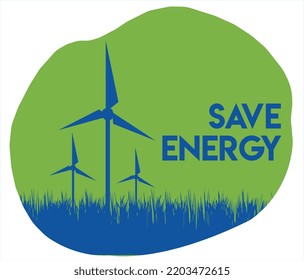 Save energy. Save planet design with windmill vector