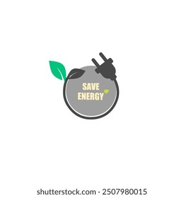 Save energy plug icon.Save energy symbol. Energy icon with green leaf. Eco friendly, environmentally. Eco icon. Vector illustration.