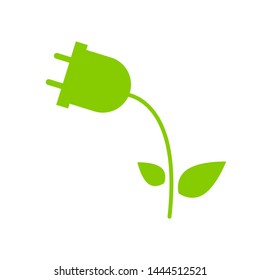 Save the energy. Socket plug, plant. Nature protection icon