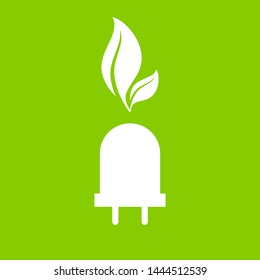Save the energy. Socket plug, plant. Nature protection icon