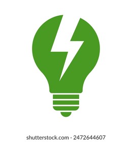 Save energy symbol. Energy icon with green leaf. Eco friendly, environmentally. Eco icon. Vector illustration.	