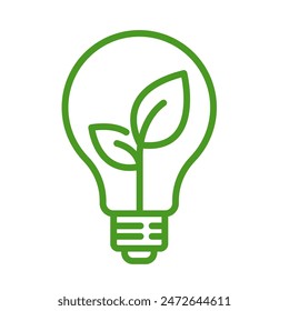 Save energy symbol. Energy icon with green leaf. Eco friendly, environmentally. Eco icon. Vector illustration.	