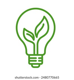 Save energy symbol. Energy icon with green leaf. Eco friendly, environmentally. Eco icon. Vector illustration.