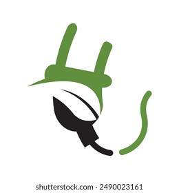 Save energy symbol. Energy icon with green leaf. Eco friendly, environmentally. Eco icon