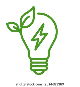 Salvar símbolo de energia. Ícone de energia com folha verde. Ecologicamente correto, ambiental. Ícone Eco. Ilustração vetorial.