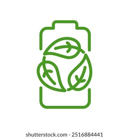 Save energy symbol. Energy icon with green leaf. Eco friendly, environmentally. Eco icon. Power Saving line icon. Vector illustration.