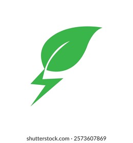 Save energy symbol. Energy icon with green leaf. Eco friendly, environmentally. Eco icon. Vector illustration.