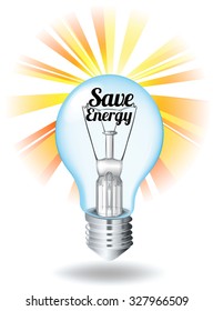 Save energy theme with lightbulb illustration