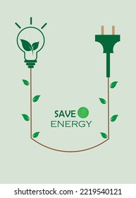 Sparen Sie Energie, Vektorgrafik. Sparen Sie Strom. Schalten Sie Ihre Lava aus, sparen Sie unseren Erdvektor.