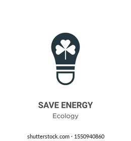 Save energy vector icon on white background. Flat vector save energy icon symbol sign from modern ecology collection for mobile concept and web apps design.
