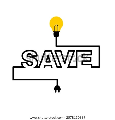 Save energy wall art with cable and light bulb printable