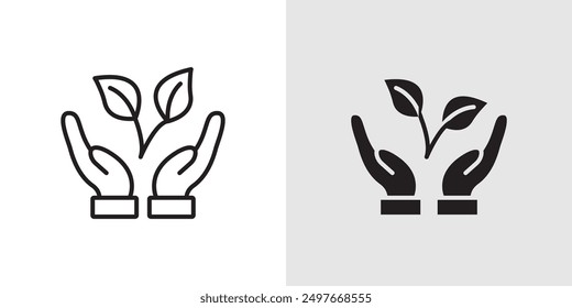 Save environment icon Black line art vector logo set