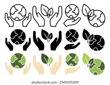Save environment icon collection on white background