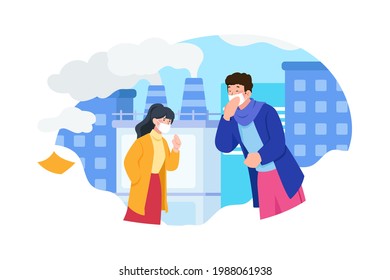 Save Environment Illustration concept. Factory Pollution Flat illustration isolated on white background.
