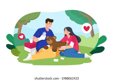 Save Environment Illustration concept. Rescue Animal Flat illustration isolated on white background.