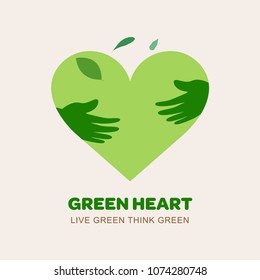 Save environment and nature background. Ecology green heart logo concept.