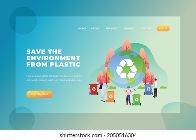 Save The Environment From Plastic - Vector Landing Page