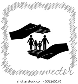 Save family  black  vector icon