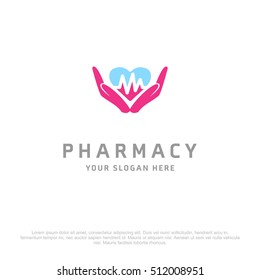 Save Family heart vector logo for Pharmacy on a white background
