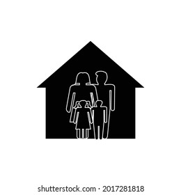 save family at home icon, stay at home icon vector symbol illustration