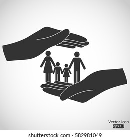 Save family icon - vector  illustration