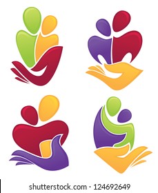 save the family, people in love, vector symbols collection
