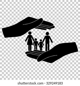 save family vector icon - black illustration
