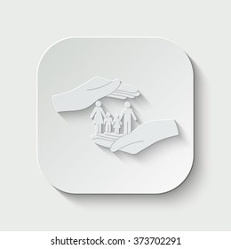 save family vector icon - paper illustration