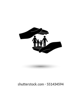 Save family vector icon with round  shadow