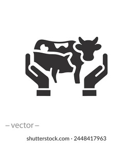 save farm animal icon, livestock protection, vet help, flat web symbol on white background - vector illustration eps10