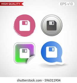 Save File Icon. Button With Save File Icon. Modern UI Vector.