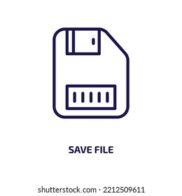 Save File Icon From Computer Collection. Thin Linear Save File, Document, Save Outline Icon Isolated On White Background. Line Vector Save File Sign, Symbol For Web And Mobile