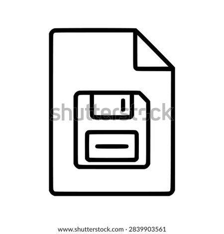 Save file icon flat outline in black