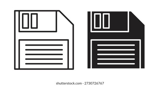Save file icons for design. Easily editable stroke. Modern flat design.