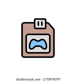 Save file, memory card icon. Simple color with outline vector elements of video game icons for ui and ux, website or mobile application