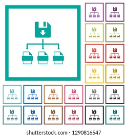 Save file as multiple format flat color icons with quadrant frames on white background