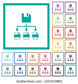 Save file as multiple format flat color icons with quadrant frames on white background