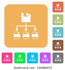 Save file as multiple format flat icons on rounded square vivid color backgrounds.
