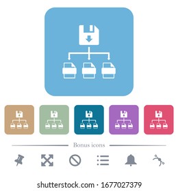 Save file as multiple format white flat icons on color rounded square backgrounds. 6 bonus icons included