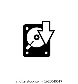 Save file vector icon in outline, black flat shape on white background