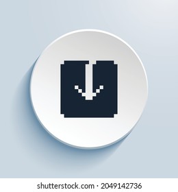 save fill pixel art icon design. Button style circle shape isolated on white background. Vector illustration