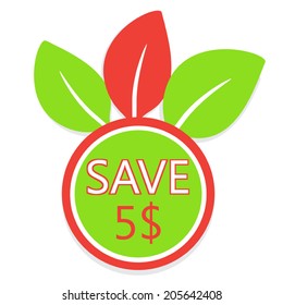 Save Five Dollars Sale Icon