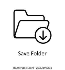 Save Folder Vector  outline Icon Design illustration. User interface Symbol on White background EPS 10 File
