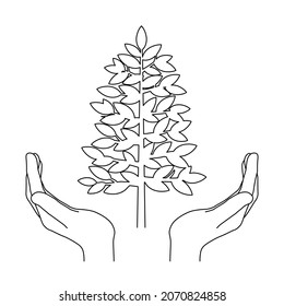 Save the Forest, Concept illustration (white background, vector, cut out, line art)