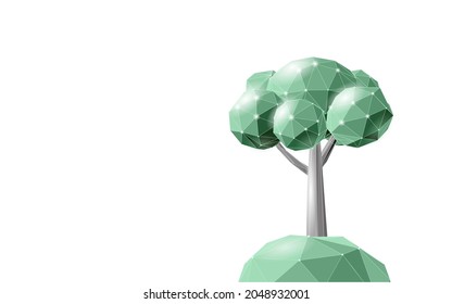 Save forest ecology abstract banner template. Eco rainforest safety environment care green trees on world map 3d polygonal dark blue background. Deforestation avoid vector illustration