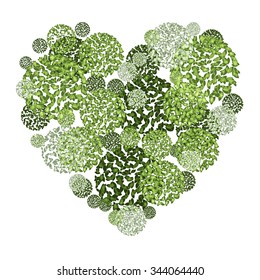 Save forest ecology green postcard in the heart shape vector illustration