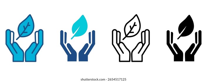 Save Forest Icon Set With Multiple Styles. Vector Illustration